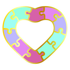 Heart-shapted puzzle  with metallic color.