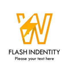 Flash w letter vector logo template. There are font with thunder symbol. Suitable for fast, power, electric, identity and speed.