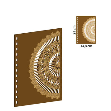 Wooden Notebook with Wood Art laser cut. A5 Spiral Notebook with Wooden Cover. Wooden Journal laser cut file. Pretty Wooden Gift.