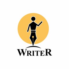 Writer vector logo template. This design use human and tie symbol. Suitable for author or publisher.
