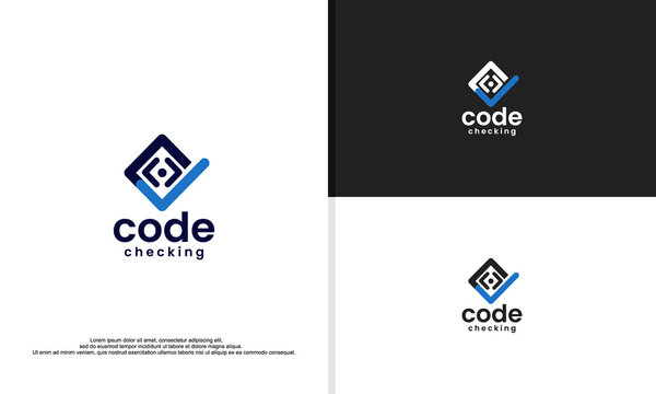 code checking, simple logo for technology company