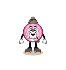 Character cartoon of sliced onion as a veteran