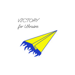 Pray for Ukraine. Support Ukraine sticker for stop war. Blue and yellow colors