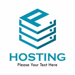 p Letter vector template logo with  hosting symbol. This logo is creative and can be used for network, system, technology, website, database, computing, app etc