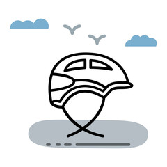 GPS Equipped Headgear Gadget for Biker Vector Icon Design, Green transport Symbol, Eco Motorized scooty Sign, push-scooter and street vehicle stock illustration