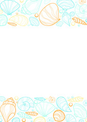 Seashell doodle with bubble frame vector for decoration on summer holiday and marine life.