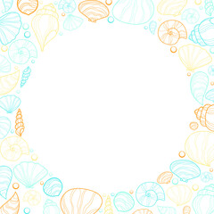 Seashell doodle with bubble frame vector for decoration on summer holiday and marine life.