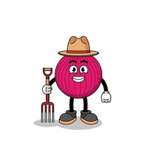 Cartoon mascot of onion red farmer