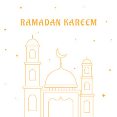 Ramadan Kareem greeting design Islamic line mosque dome. vector art illustration