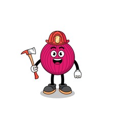 Cartoon mascot of onion red firefighter