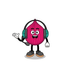 Mascot Illustration of onion red as a customer services