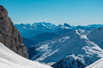 Ski mountaineering in the valley of Chianevate, Carnic Alps, Friuli-Venezia Giulia, Italy