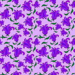 Abstract colorful doodle fantasy flower seamless pattern. Cute floral background.