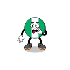 Character Illustration of nigeria flag with tongue sticking out