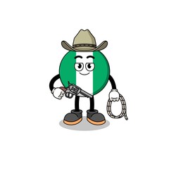 Character mascot of nigeria flag as a cowboy