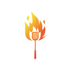 spatula on a fire logo identity. Restaurant food or grill design template.