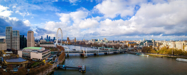 The aerial view of Big Ben in London