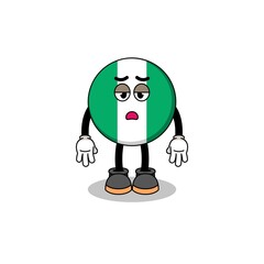 nigeria flag cartoon with fatigue gesture