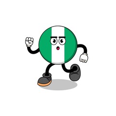 running nigeria flag mascot illustration