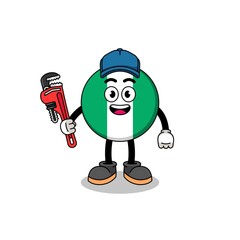 nigeria flag illustration cartoon as a plumber