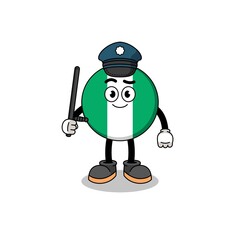 Cartoon Illustration of nigeria flag police