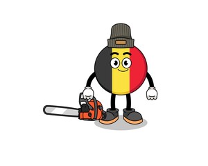 belgium flag illustration cartoon as a lumberjack