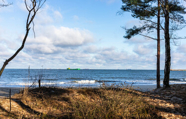 The beach in G&oacute;rki Zachodnie, a view of the Gdańsk Bay 