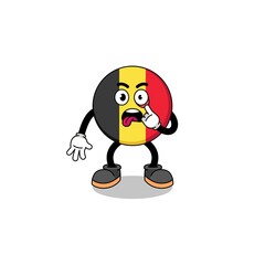 Character Illustration of belgium flag with tongue sticking out