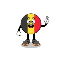 belgium flag cartoon doing wave hand gesture
