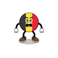 belgium flag cartoon illustration with angry expression