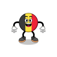belgium flag cartoon with surprised gesture