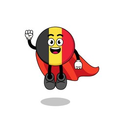 Fototapeta na wymiar belgium flag cartoon with flying superhero