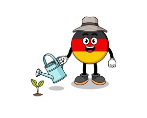 Illustration of germany flag cartoon watering the plant