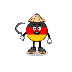 Illustration of germany flag as an asian farmer