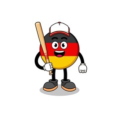 germany flag mascot cartoon as a baseball player