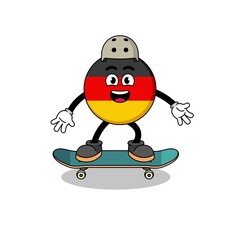 germany flag mascot playing a skateboard