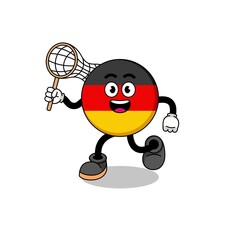 Cartoon of germany flag catching a butterfly