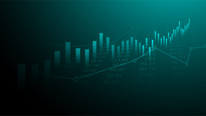 Business candle stick graph chart of stock market investment trading on blue background. Bullish point, up trend of graph. Economy vector design