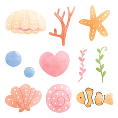 Sea coral, beach and ocean vector illustration
