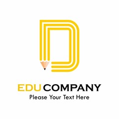 Letter d with pencil logo template illustration. suitable for education