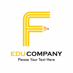 Letter f with pencil logo template illustration. suitable for education