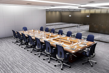 3D illustration mockup board in Conference room in modern building