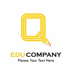 Letter q with pencil logo template illustration. suitable for education