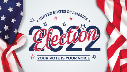 Fototapeta na wymiar 2022 election day in united states. illustration vector graphic ofunited states flag and lettering