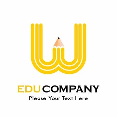 Letter w with pencil logo template illustration. suitable for education