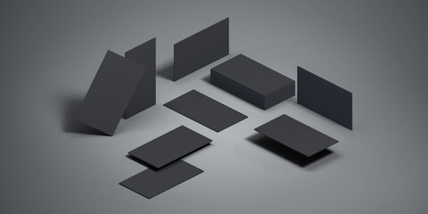 Mockup of horizontal stacks of business cards.