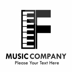 Letter f with piano logo template illustration. suitable for music studio, brand, web, identity, label etc