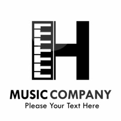 Letter h with piano logo template illustration. suitable for music studio, brand, web, identity, label etc