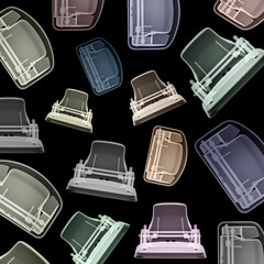 Colorized original x-ray images of various paper punchers.