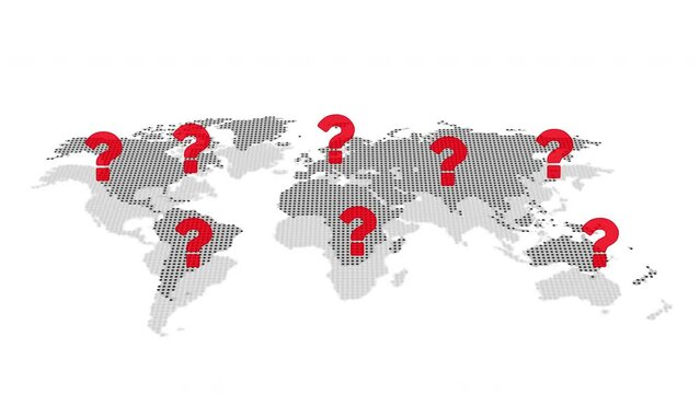 Question Mark Minimal Style World Map Red Commercial Global Corporate Concept